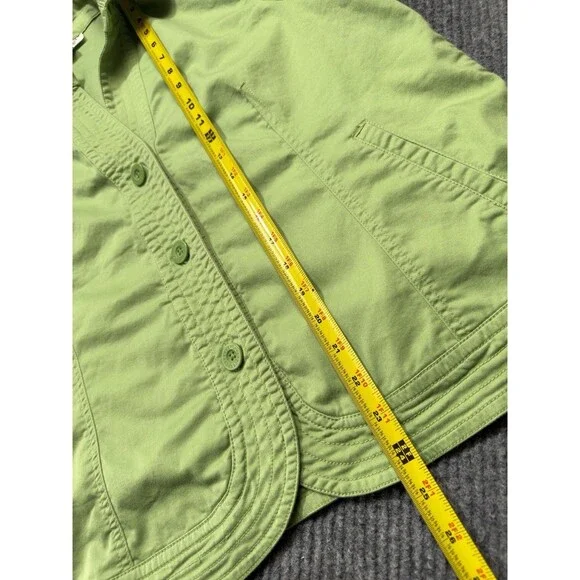 Coldwater Creek Womens Large Stretch Lime Green Button Up Shirt Jacket Top EUC - Picture 8 of 9